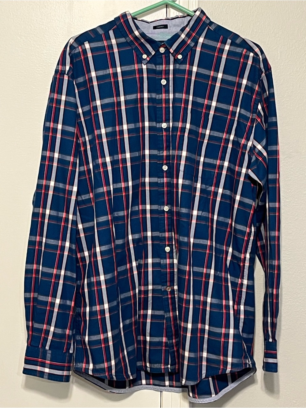 Tommy Hilfiger Classic Fit Plaid Woven Cotton Button-Down Shirt Pockets XL
